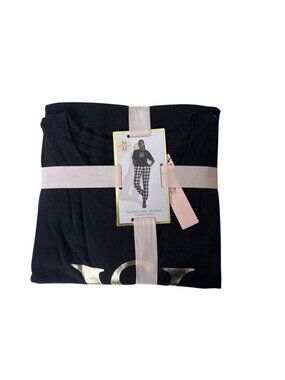 Victorias Secret Flannel Long Tee-Jama Set Black & Plaid M